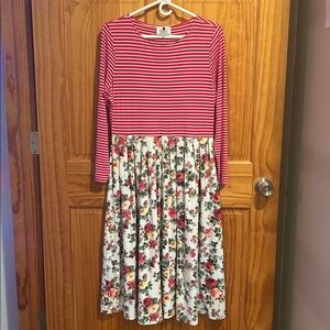 Striped and Floral Adult Dress Size Large